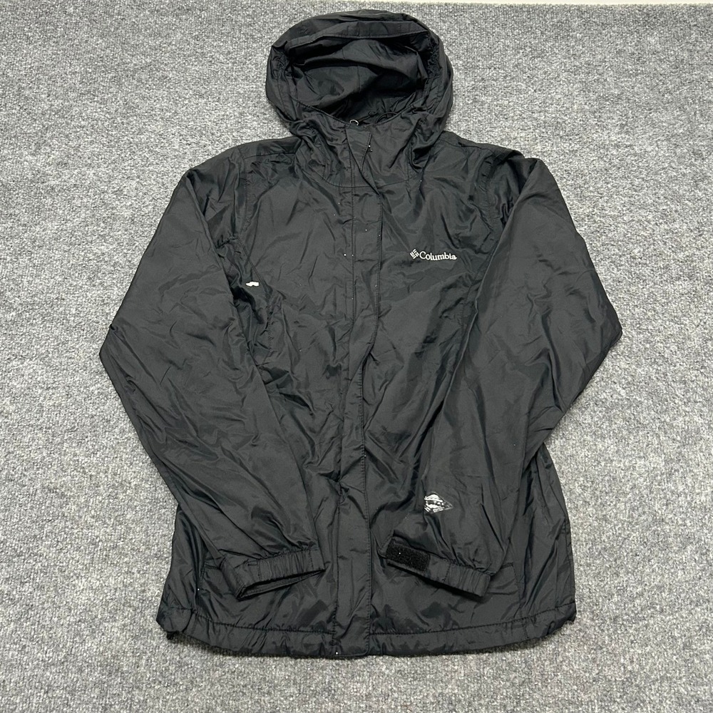 Columbia Rain Jacket Womens Size S Black Hooded Lightweight Windbreaker Outdoor